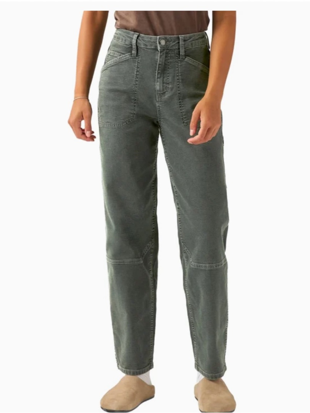 Du / ER Women's Green Stretch Canvas Utility Pants Size 28 X 30